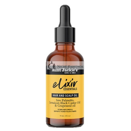 Aunt Jackie's Elixir Essentials Haar- und Kopfhautöl mit Saw Palmetto, Jamaikanischem Schwarzem Rizinusöl & Traubenkernöl 60ml