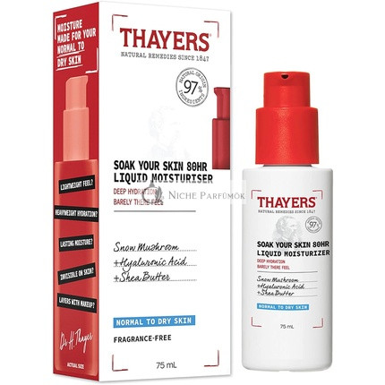 Thayers Bőrödet Ápoló 80 Órás Folyékony Hidratáló Arckrém Hialuronsavval és Hó Gombával, 75ml