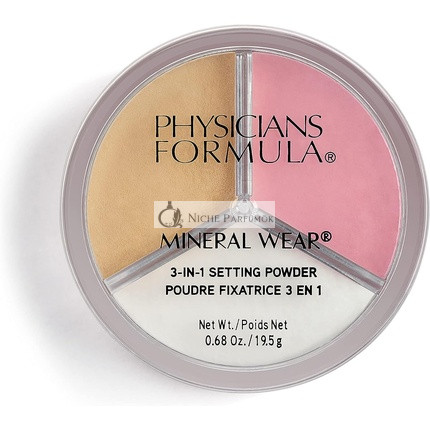 Physicians Formula Mineral Wear 3-in-1 Setting Powder - Translucent Mineral Powder mit 3 Farbtönen zum Setzen und Hervorheben