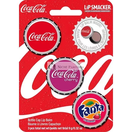 Lip Smacker Coca-Cola Aromatisierte Lippenbalsame - Klassische Cola, Kirsch-Cola, Fanta Erdbeere