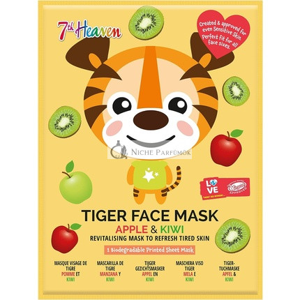 7th Heaven Tiger Gesichtsmaske Apfel und Kiwi Revitalisierende Maske zur Erfrischung müder Haut, 21g