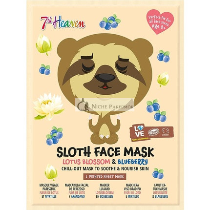 7th Heaven Faultier-Gesichtsmaske mit Lotusblüte und Heidelbeere zur Beruhigung und Nährung der Haut