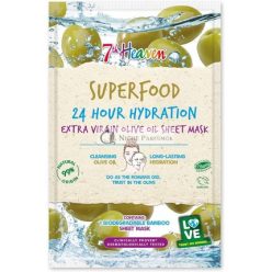   7th Heaven Superfood Intensive Hydration Extra Virgin Olive Oil Biologisch Abbaubare Bambus-Gesichtsmaske für Lang anhaltende Hydratation - Ideal für Alle Hauttypen