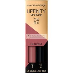   Max Factor Lipfinity Langanhaltender Zwei-Schritte Lippenstift 016 Strahlendes Pink + Top Coat 4,2g