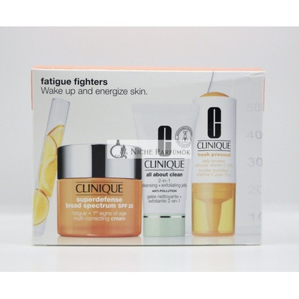 Clinique 3 részes Fáradtság Elleni Szett - Multi-Korrekciós Krém 50ml + Tisztító és Hámlasztó Gél 30ml + Napi Booster 8.5ml