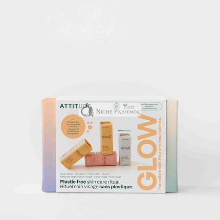 ATTITUDE Oceanly Radiant Skin Tägliche Gesichtspflege-Routine Box Set PHYTO GLOW Reisegrößen Riegel - 4er Pack