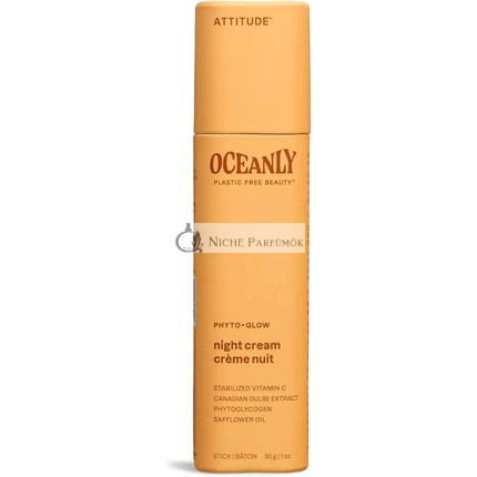 ATTITUDE Oceanly Night Cream Stick - EWG Ellenőrzött Növényi és Ásványi Összetevők, Vegán Bőrápoló Termékek, PHYTO GLOW Illatmentes, 30 g