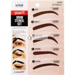   Kiss New York Professional Instant Brow Stamp és Stencil Készlet, Szemöldök Formázó Készlet