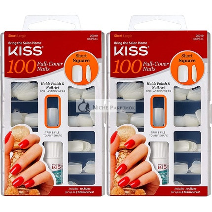 Kiss 100 Vollabdeckende Kurze Quadratische Nägel, Kurze Länge