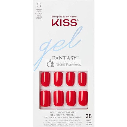 KISS Gel Fantasy Gyűjtemény Ragasztható Manikűr Készlet - Whatever, Rövid Hossz, Négyzetes Hamis Körmök 28 db, Körömragasztó, Körömreszelő és Manikűr Pálca