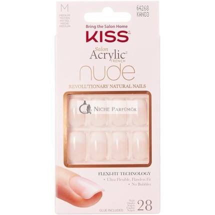 KISS Salon Acryl Französische Nackte Kollektion Cashmere Mittlere Länge Kunstnägel 28 Stück