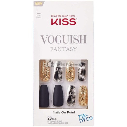 KISS Voguish Fantasy Chillout Lange Gelnägel mit Klebetabs, Kleber, Maniküre-Stick und Mini-Datei - 28 Nägel