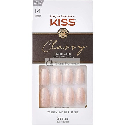 KISS Klassisches Französisches Nagelmaniküre-Set mit Gel-Finish Mittlere Coffin-Form, Süßes Treffen Süß 28 Künstliche Nägel