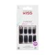 KISS Gel Fantasy Nyomható Körmök Zselés Fekete Hosszú Négyzet Forma, 28 Köröm, 2g Ragasztó, 1 Manikűr Pálca, 1 Mini Reszelő