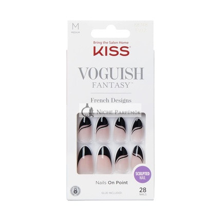KISS Voguish Fantasy Press On Nails 'Magnifique' Schwarze Mittlere Größe Mandelform