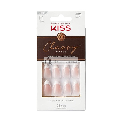 KISS Classy Mesterséges Körmök Kész, DIY Manikűr Vízálló, Kenődésmentes, Chip-mentes, Nincs Száradási Idő, Tartós és Rugalmas Közepes Coffin Forma, Gyors és Könnyű