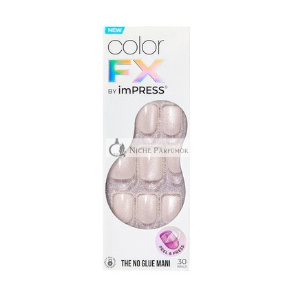 KISS imPRESS No Glue Mani Press-On Körmök, Rebel Light White, rövid méret, squoval forma, 30 köröm, előkészítő pad, használati útmutató, 1 manikűr pálca, 1 mini reszelő