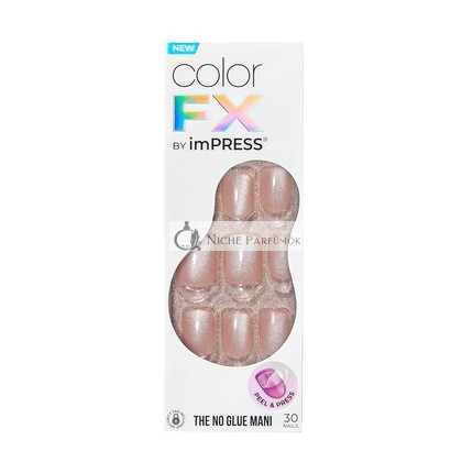 KISS imPRESS Kein Kleber Mani Press-On Nägel Farb FX Starstruck Mittlere Neutrale Kurze Größe, 30 Nägel, Vorbereitungs-Pad, Anleitung, 1 Maniküre-Stick, 1 Mini-Feile
