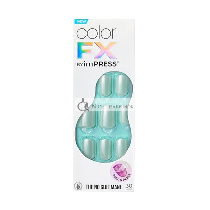 KISS imPRESS No Glue Mani Press-On Körmök Szín FX After Hours Közepes Zöld Rövid Méret Squoval Formában 30 Köröm, Előkészítő Pad, Használati Útmutató, 1 Manikűr Pálca, 1 Mini Reszelő