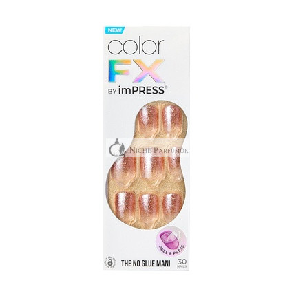 KISS imPRESS Kein Kleber Mani Drucknägel Farb FX Dimension Licht Neutral Kurz Größe Squoval Form Enthält 30 Nägel, Vorbereitungs-Pad, Anleitung, 1 Maniküre-Stick, 1 Mini-Feile