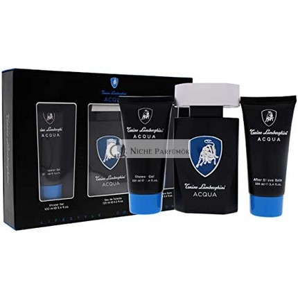 Tonino Lamborghini Acqua 3 darabos ajándékcsomag: Eau De Toilette 125ml, Tusfürdő 100ml, Borotválkozás utáni balzsam 100ml