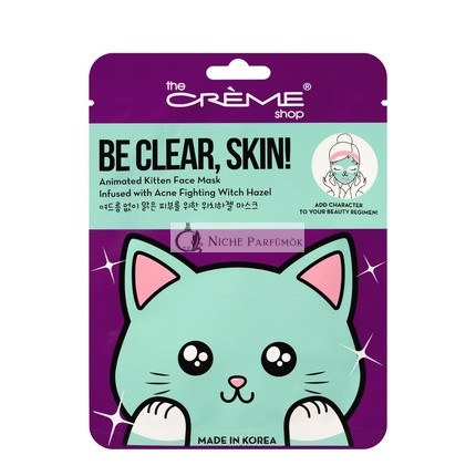 Be Clear, Skin! Animierte Kätzchen-Gesichtsmaske mit Zauberhasel gegen Akne - Einzelstück