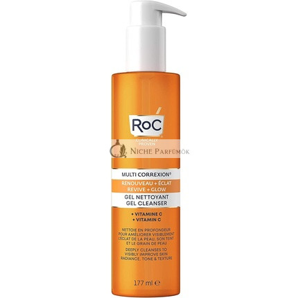 RoC Multi Correxion Revive + Glow Gel-Reiniger - Belebender Gesichtsreiniger mit Vitamin C, 177ml