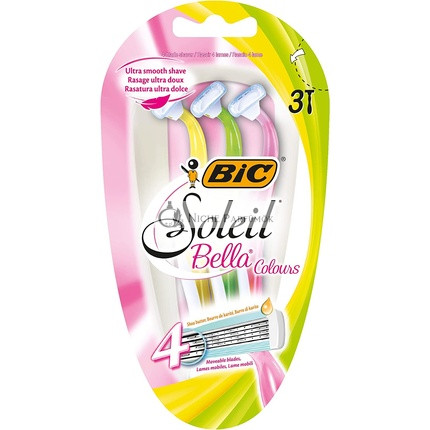 BIC Soleil Bella Színes 4-Pengés Női Borotvák 3 Darabos Csomag Tavaszi Felfüggesztett Pengékkel
