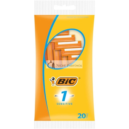 BIC 1 Sensitive férfi borotva, 20 eldobható borotva 1 pengével, bordázott műanyag nyél, ideális utazáshoz