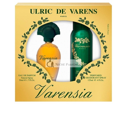 Ulric De Varens VARENSIA Eau De Parfum nőknek, Földi Gyümölcsös Virágos Illat, Lótuszvirág, Szegfűszeg, Málna, Vanília, 50 ml + 120 ml Dezodor Spray