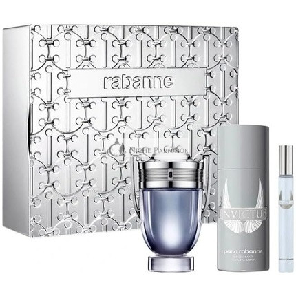 Paco Rabanne Invictus Szett 100ml Eau de Toilette Spray 150ml Dezodoráns Spray 10ml Mini