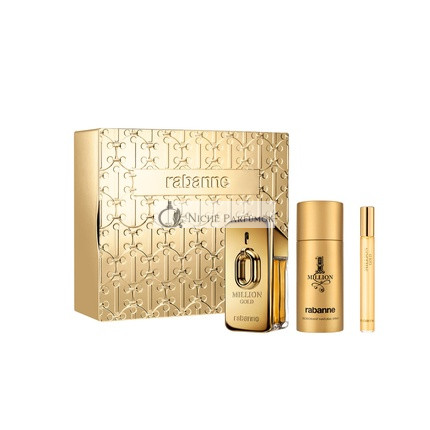 Paco Rabanne 1 Million Gold Parfum 50ml, Dezodoráló Spray 150ml és Utazó Spray 10ml Szett