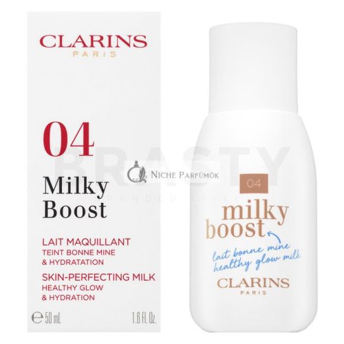 Clarins Milky Boost Foundation tonisierende Feuchtigkeitsemulsion für eine einheitliche und aufgehellte Gesichtshaut 04 Auburn 50 ml