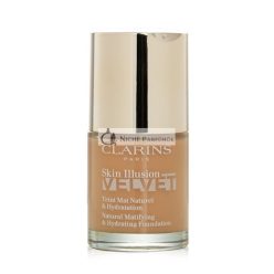  Clarins Paris Skin Illusion Velvet Natürliche Mattierende & Hydratisierende Foundation, 30ml