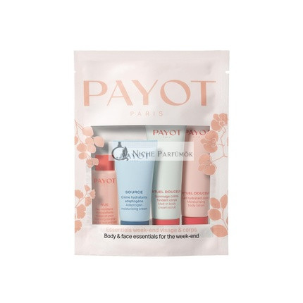 Payot Essentials Hétvégi Szett - Micellás Víz 20ml, Hidratáló Krém 15ml, Testradír 25ml, Tápláló Testápoló Krém 25ml