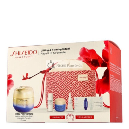 Shiseido Vital Perf. Uplifting & Firming Cream Készlet, 50ml, 15ml, 3ml, 7ml, 2ml