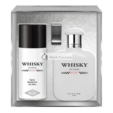 Evaflorparis Whisky Sport Geschenkbox Eau de Toilette 100ml + Deodorant 150ml + Geldbeutel-Set, 520g