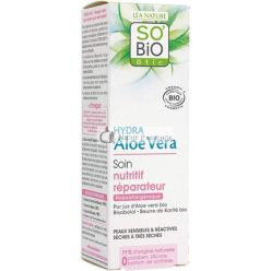   SO'BiO étic Cosmebio Hipoallergén Érzékeny és Reaktív Bőr Hidratáló Aloe Vera Javító Tápláló Krém, 50 ml