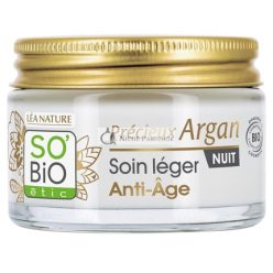   LÉA NATURE SO BiO étic Könnyű Anti-Aging Éjszakai Ápolás Bio-Argán Olajjal és Hyaluronsavval, 50ml
