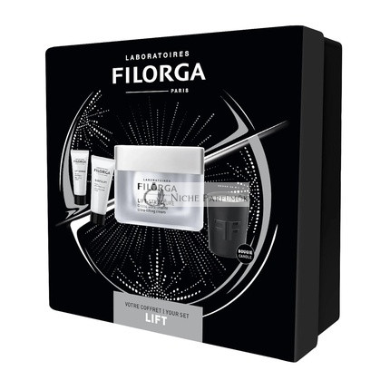 Filorga Lift-Structure Karácsonyi Készlet Ultra-Lifting és Feszesítő Krém 50ml Éjszakai Krém 15ml Szérum 7ml és Illatos Gyertya