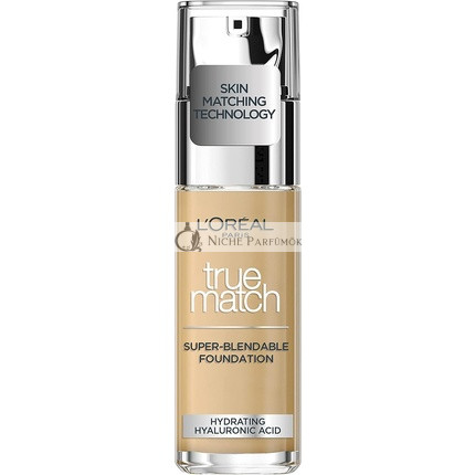L'Oreal Paris True Match Folyékony Alapozó Bőrápoló Hyaluronsavval SPF 17, 30ml, 3W Arany Bézs