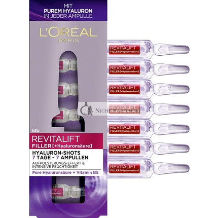 L'Oréal Paris Hyaluronsav Ampullák Revitalift Filler Anti-Aging Arckezelés 7 napos kezelés 7x1.3ml