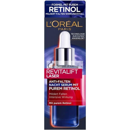 L'Oréal Paris Revitalift Laser Ránctalanító Éjszakai Szérum Tiszta Retinollal, A-vitaminnal, Tápláló Olajjal és Hialuronsavval 30 ml