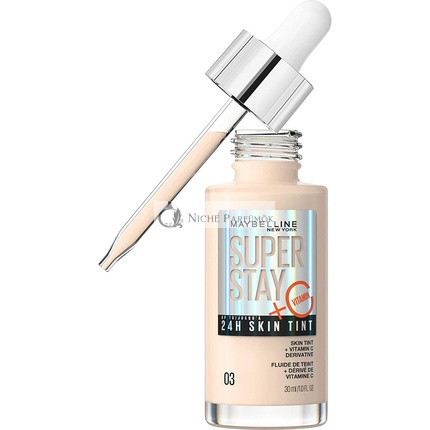 Maybelline Super Stay Bőr Tónusú Alapozó C-vitaminnal, Hosszan Tartó Vegán Formula, Árnyalat 3, 30 ml