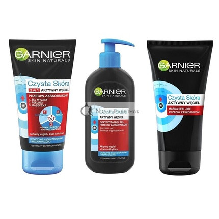 Garnier Hautklar Aktivkohle Reinigungsgel Peeling-Maske gegen Mitesser