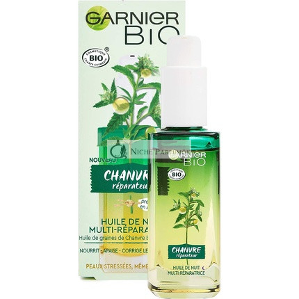 Garnier Organic Multi-Repairing Night Oil az Arcbőrnek Tápláló Kendermagolajjal és E-vitaminnal, 30ml