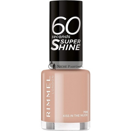 Rimmel 60 Másodperc Szuper Fényes Színblokk Körömlakk - Ultra Fényes és Hosszan Tartó Gyorsan Száradó - Csók a Nudeszínben, 8ml
