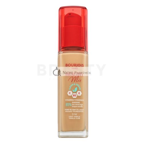 Bourjois Healthy Mix Clean & Vegan Radiant Foundation Flüssiges Make Up für Einigung des farbigen Hauttones 51W Light Vanilla 30 ml