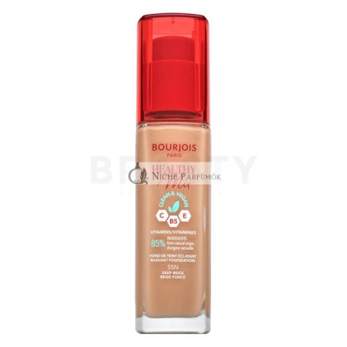 Bourjois Healthy Mix Clean & Vegan Radiant Foundation Flüssiges Make Up für Einigung des farbigen Hauttones 55N Deep Beige 30 ml