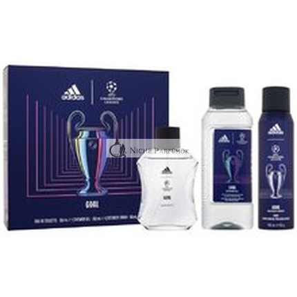 Adidas UEFA Bajnokok Ligája Ajándék Szett - Eau De Toilette 100 ml, Tusfürdő 250 ml, Dezodor Spray 150 ml